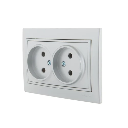 Розетка 2-м СП Mira 16А IP20 без заземл. со вставкой керамика сер. метал. LEZARD 701-1010-128 Розетка 2-м СП Mira 16А IP20 без заземл. со вставкой керамика сер. метал. LEZARD 701-1010-128