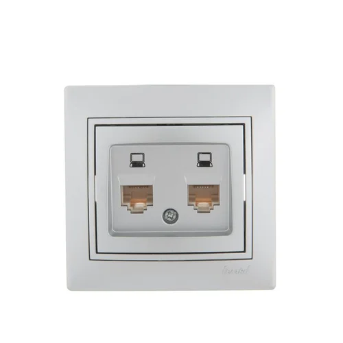 Розетка компьютерная 2-м СП Mira RJ45 сер. метал. LEZARD 701-1010-141