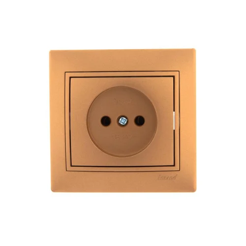 Розетка 1-м СП Mira 16А IP20 без заземл. со вставкой керамика зол. метал. LEZARD 701-1313-121