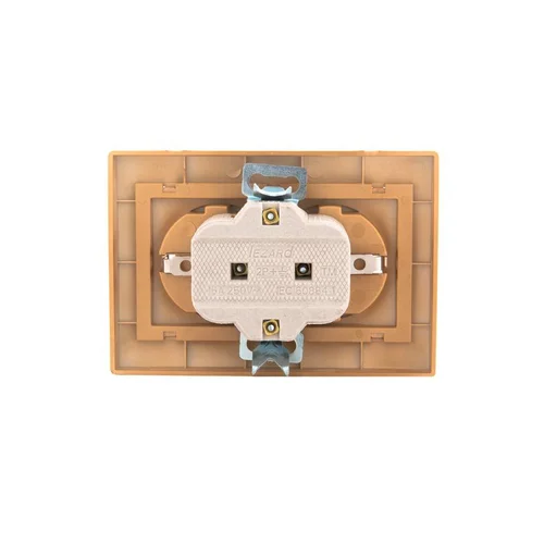 Розетка 2-м СП Mira 16А IP20 с заземл. со вставкой керамика зол. метал. LEZARD 701-1313-127