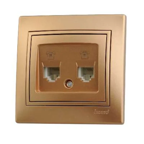 Розетка телефонная 2-м СП Mira RJ11 зол. метал. LEZARD 701-1313-138 Розетка телефонная 2-м СП Mira RJ11 зол. метал. LEZARD 701-1313-138