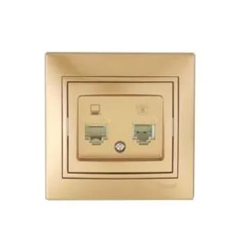 Розетка компьютерная + телефонная 2-м СП Mira RJ45 + RJ11 зол. метал. LEZARD 701-1313-143 Розетка компьютерная + телефонная 2-м СП Mira RJ45 + RJ11 зол. метал. LEZARD 701-1313-143