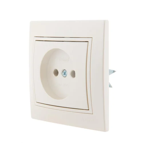 Розетка 1-м СП Mira 16А IP20 без заземл. со вставкой керамика жемчуж./бел. перламутр. LEZARD 701-303