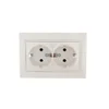 Розетка 2-м СП Mira 16А IP20 с заземл. со вставкой керамика жемчуж./бел. перламутр. LEZARD 701-3030-