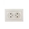 Розетка 2-м СП Mira 16А IP20 без заземл. со вставкой керамика жемчуж./бел. перламутр. LEZARD 701-303