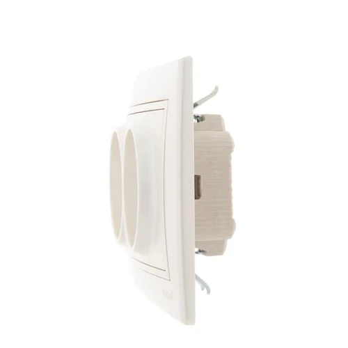 Розетка 2-м СП Mira 16А IP20 без заземл. со вставкой керамика жемчуж./бел. перламутр. LEZARD 701-303