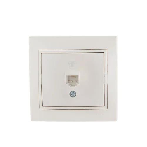 Розетка телефонная 1-м СП Mira RJ11 16А IP20 евро стандарт со вставкой жемчуж./бел. перламутр. LEZAR