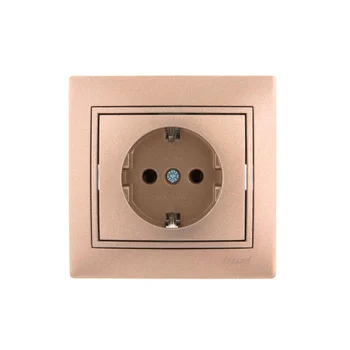 Розетка 1-м СП Mira 16А IP20 с заземл. со вставкой керамика свет. корич. перламутр. LEZARD 701-3131-