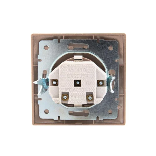 Розетка 1-м СП Mira 16А IP20 с заземл. защ. шторки со вставкой керамика свет. корич. перламутр. LEZA Розетка 1-м СП Mira 16А IP20 с заземл. защ. шторки со вставкой керамика свет. корич. перламутр. LEZA