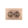 Розетка 2-м СП Mira 16А IP20 с заземл. со вставкой керамика свет. корич. перламутр. LEZARD 701-3131-