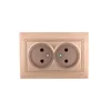 Розетка 2-м СП Mira 16А IP20 без заземл. со вставкой керамика свет. корич. перламутр. LEZARD 701-313