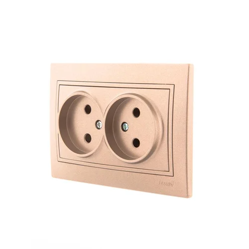 Розетка 2-м СП Mira 16А IP20 без заземл. со вставкой керамика свет. корич. перламутр. LEZARD 701-313