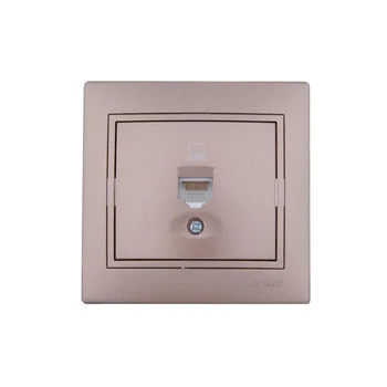 Розетка компьютерная 1-м СП Mira RJ45 16А IP20 со вставкой свет. корич. перламутр. LEZARD 701-3131-1
