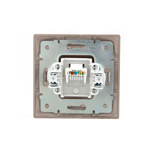 Розетка компьютерная 1-м СП Mira RJ45 16А IP20 со вставкой свет. корич. перламутр. LEZARD 701-3131-1