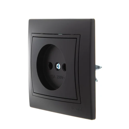 Розетка 1-м СП Mira 16А IP20 без заземл. со вставкой керамика черн. бархат LEZARD 701-4242-121