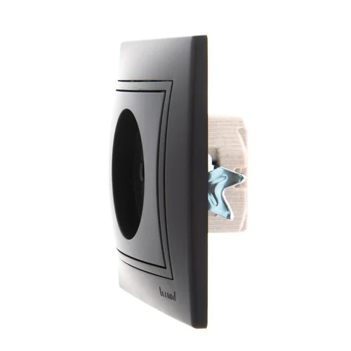 Розетка 1-м СП Mira 16А IP20 без заземл. со вставкой керамика черн. бархат LEZARD 701-4242-121