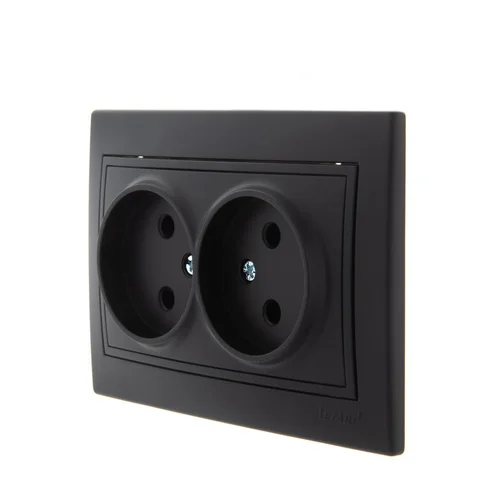 Розетка 2-м СП Mira 16А IP20 без заземл. со вставкой керамика черн. бархат LEZARD 701-4242-128 Розетка 2-м СП Mira 16А IP20 без заземл. со вставкой керамика черн. бархат LEZARD 701-4242-128