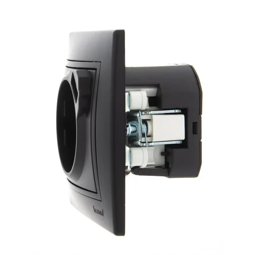 Розетка 1-м СП Mira 16А с заземл. + USB разъем черн. бархат LEZARD 701-4242-181