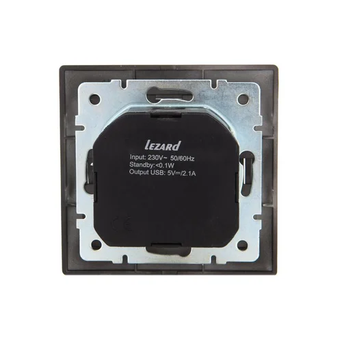 Розетка 1-м СП Mira 16А с заземл. + USB разъем черн. бархат LEZARD 701-4242-181