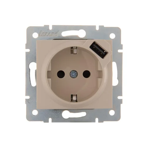 Розетка 1-м СП Karina 16А с заземл. с заряд. устройством USB механизм крем. LEZARD 707-0388-181 Розетка 1-м СП Karina 16А с заземл. с заряд. устройством USB механизм крем. LEZARD 707-0388-181