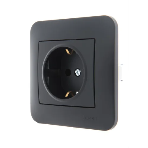 Розетка 1-м СП Karina с заземл. термопласт механизм черн. бархат LEZARD 707-4288-122B
