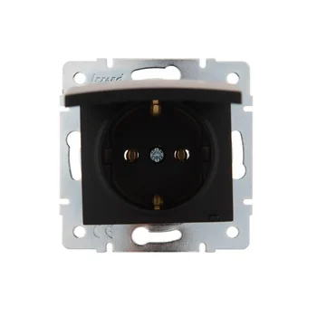 Розетка 1-м СП Karina с заземл. с крышкой термопласт механизм черн. бархат LEZARD 707-4288-123B