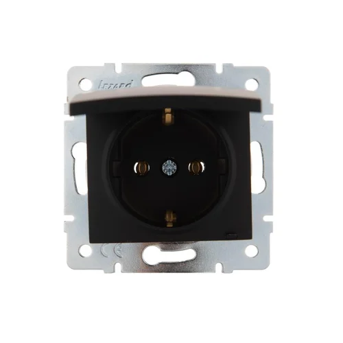 Розетка 1-м СП Karina с заземл. с крышкой термопласт механизм черн. бархат LEZARD 707-4288-123B
