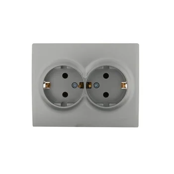 Розетка 2-м СП Karina с заземл. термопласт матов. серебр. LEZARD 707-4300-127B