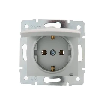 Розетка 1-м СП Karina с заземл. с крышкой термопласт механизм матов. серебр. LEZARD 707-4388-123B