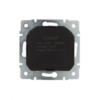 Розетка 1-м СП Karina 16А с заземл. с заряд. устройством USB механизм матов. серебр. LEZARD 707-4388