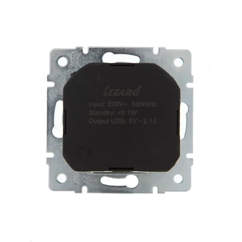 Розетка 1-м СП Karina 16А с заземл. с заряд. устройством USB механизм матов. серебр. LEZARD 707-4388