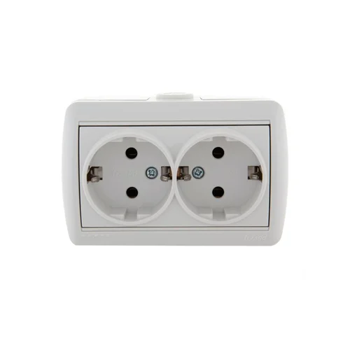 Розетка 2-м ОП Nata 16А IP20 с заземл. керамика бел. LEZARD 710-0200-127 Розетка 2-м ОП Nata 16А IP20 с заземл. керамика бел. LEZARD 710-0200-127