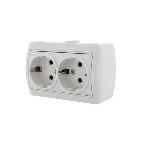 Розетка 2-м ОП Nata 16А IP20 с заземл. керамика бел. LEZARD 710-0200-127 Розетка 2-м ОП Nata 16А IP20 с заземл. керамика бел. LEZARD 710-0200-127