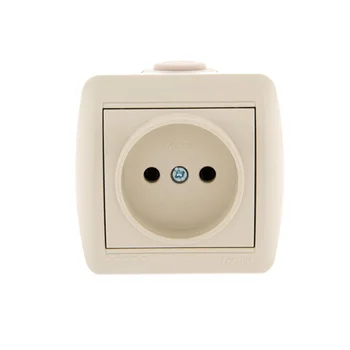 Розетка 1-м ОП Nata 16А IP20 без заземл. керамика крем. LEZARD 710-0300-121
