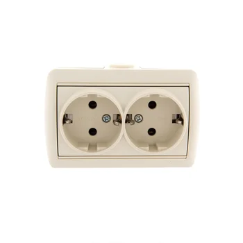 Розетка 2-м ОП Nata 16А IP20 с заземл. керамика крем. LEZARD 710-0300-127