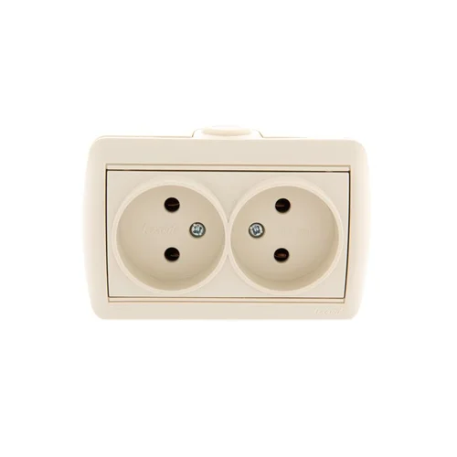Розетка 2-м ОП Nata 16А IP20 без заземл. керамика крем. LEZARD 710-0300-128