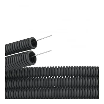 Труба гофрированная ПНД гибкая легкая d25мм с протяжкой черн. (уп.50м) DKC 71725