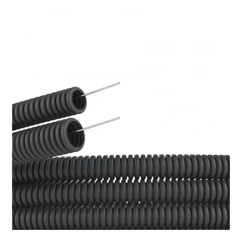 Труба гофрированная ПНД гибкая легкая d25мм с протяжкой черн. (уп.50м) DKC 71725