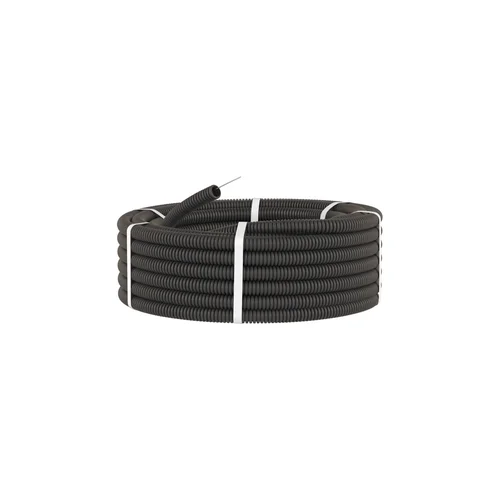 Труба гофрированная ПНД гибкая легкая d25мм с протяжкой черн. (уп.50м) DKC 71725