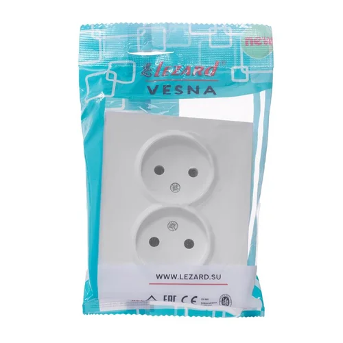 Розетка 2-м СП VESNA без заземл. ПБТ бел. LEZARD 742-0200-128B