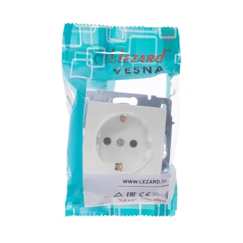 Розетка 1-м СП Vesna с заземл. защ. шторки ПБТ механизм бел. LEZARD 742-0288-124B