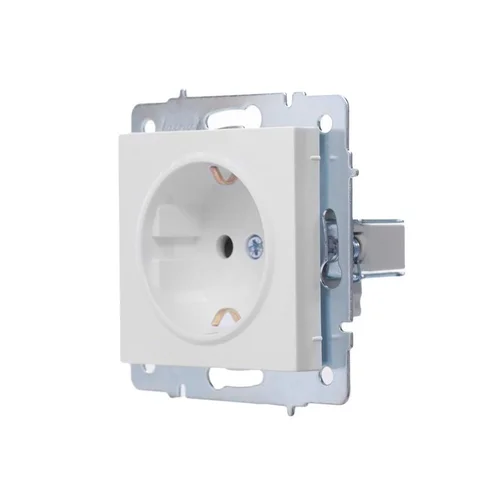 Розетка 1-м СП Vesna с заземл. защ. шторки ПБТ механизм бел. LEZARD 742-0288-124B