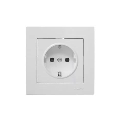 Розетка 1-м СП Vesna с заземл. защ. шторки ПБТ механизм бел. LEZARD 742-0288-124B