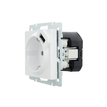 Розетка 1-м СП Vesna с заземл. с заряд. устройством USB механизм бел. LEZARD 742-0288-181