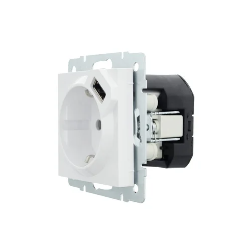 Розетка 1-м СП Vesna с заземл. с заряд. устройством USB механизм бел. LEZARD 742-0288-181