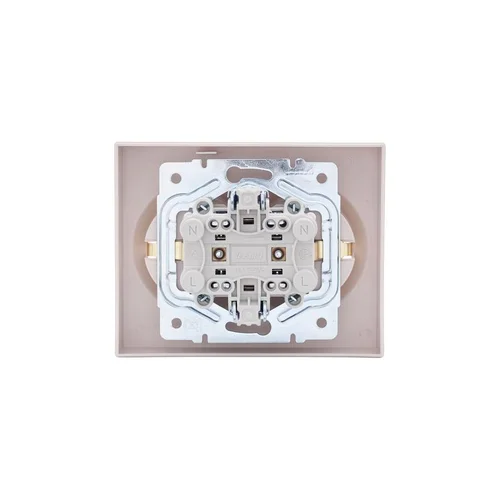 Розетка 2-м СП VESNA с заземл. со шторками ПБТ кремов. LEZARD 742-0300-178B