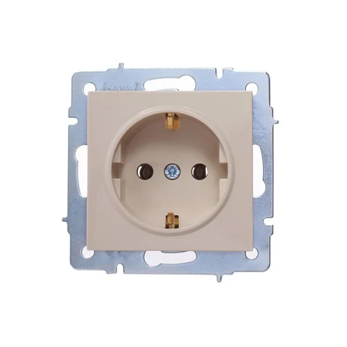 Розетка 1-м СП Vesna с заземл. ПБТ механизм крем. LEZARD 742-0388-122B