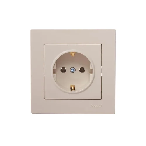 Розетка 1-м СП Vesna с заземл. ПБТ механизм крем. LEZARD 742-0388-122B