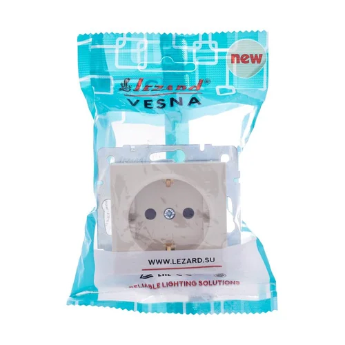 Розетка 1-м СП Vesna с заземл. защ. шторки ПБТ механизм крем. LEZARD 742-0388-124B Розетка 1-м СП Vesna с заземл. защ. шторки ПБТ механизм крем. LEZARD 742-0388-124B