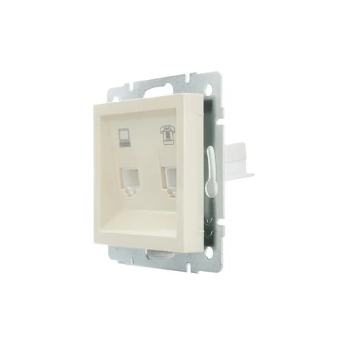 Розетка компьютерная + телефонная 1-м СП Vesna механизм крем. LEZARD 742-0388-143